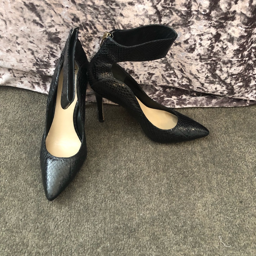 Via Spiga Snakeskin Cuff Style Ankle-Strap Heels